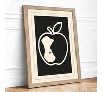 Bitten Apple Minimalist Framed Wall Art Print A1 Oak