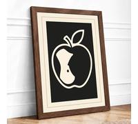 Bitten Apple Minimalist Framed Wall Art Print A1 Walnut