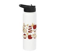 Bitten Cut Sliced and Whole Apples with Stars Stainless Steel Insulated Water Bottle
