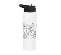 Bitten Sliced Cut and Whole Apples with Stars Stainless Steel Insulated Water Bottle