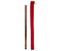Bitter Bamboo Flute with Velvet Bag, Professional One - Section, Polished Wood Color Musical Instrument ZD-5E Key - Hand - Tied Thread Detailing, Air - Dried Bamboo, High Density (E Key)