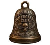 Bitter Old Fuckers Club Biker Bell, Bronze Winged Skull Guardian Bell for Motorcycles, Funny Edgy Bell Pendant, Rebellious Gag Gift for Bikers, Men & Women Rider Protection Charm (1PCS)