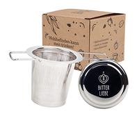 BitterLiebe® Tea Strainer for Loose Tea with Stainless Steel Drip Tray, Tea Filter and Tea Strainer for Cups and Teapots with Foldable Handles, Tea Strainer