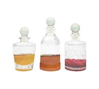Bitters Bottle Set of 3, Vintage Glass Dasher Bitter Bottles, Cocktail Whiskey Mixing Drinks Dispenser with Top Covers, Soda-lime Glass Dash Bottle Set with Funnels and Stoppers, 130mm 150mm 200mm
