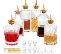 Bitters Bottle Set of 6 Dasher Bottles Bitter Bottles Vintage Glass for Cocktails Whiskey Mixing Drinks Dispenser with Cork Dash Top Stopper Antique Professional Home Bar Bartender Kitchen Gift