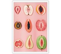 Bittiler Retro Feminine Juicy Fruit Posters Women Body Positivity Girl Power Kitchen Art Colorful Fresh Sliced Food Inspired Feminist Prints For Home Bedroom Dorm Wall Decor 12x16in Unframed