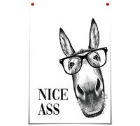 Bittiler Vintage Donkey Animal Prints posters Nice Ass Donkey Funny Bathroom canvas wall art Retro Art prints painting for Home Bar Pub Cafe Farm Room wall decor for 16x24in Unframed