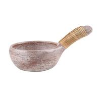 incense burner incense bowl ATUM, made of terracotta in whitewash, with bast handle, L: 19 cm, H: 5,5 cm, Ø 11 cm