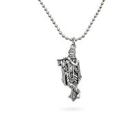 Bittrend Jewels Radha Krishna Divine Love Spiritual Pendant - Oxidized Silver Finish Anti-Tarnish Necklace for Men Women, S, Stainless Steel, No Gemstone