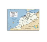 BITTU World Map Poster Map of Morocco with Names Decorative Painting Canvas Wall And Art Picture Family Bedroom Decor 12x18inch(30x45cm)