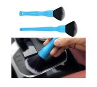 Bittwee 2PCS Car Interior Detaling Dust Brush, Soft Auto Bristles Cleaning Brush Dusting Tool, Mini Scratch-Free Vehicle Duster Sweeping Kit, Universal for Cars, SUVs, RVs, and More（Blue/Long+Short）