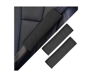 Bittwee 2PCS Car Seat Belt Cover, Leather Vehicle Seatbelt Cushion Pad Protector for Shoulder and Neck, Comfortable Breathable Automotive Safe Strap Mat, Universal for SUV, Truck, RV（Black）