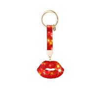 Bittwee Bling Car Keychain, Crystal Rhinestone Lip Vehicle Key Chain, Sparkly Auto Keyring Decorative Charm, Universal Fit (Red)