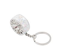 Bittwee Bling Car Tire Wheel Keychain, Mini Reinestone Crystal Wheel Rim Keyring Keyfob for Women Men, Universal Fit, Ab, S