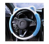Bittwee Car Steering Wheel Cover, Fluffy Soft Plush for Winter Warm, Cute Steering Wheel Protector with Kitty Cat Ears, Universal 15 Inch, Elastic & Anti-Slip, Lovely Decor Car Accessories (Blue)