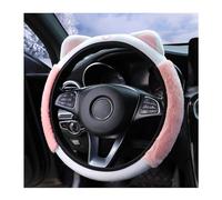 Bittwee Car Steering Wheel Cover, Fluffy Soft Plush for Winter Warm, Cute Steering Wheel Protector with Kitty Cat Ears, Universal 15 Inch, Elastic & Anti-Slip, Lovely Decor Car Accessories (Pink)