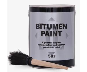 (Bitumen Paint 5L) 5L Bitumen Paint with Brush - Flat Roof Waterproofing Compound - Quality Flat Roof Sealant Paint for House and Shed Roof Repair DIY