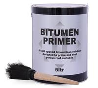 Bitumen Primer 5 L with Brush Included - Cold Applied, High Penetration Solution for Sealing, Priming Porous Surfaces, Quick Drying & Waterproof Primer Rain Resistant for Concrete, Metal, Cement