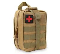 BITUOR Tactical First Aid Bag, Outdoor First Aid Kit Medicine MOLLE Pouch Survival Utility Bag Emergency Responder Medic Bag Detachable Tactical MedicalBag for Hiking Camping Traveling (Khaki)