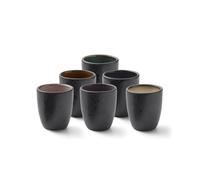 BITZ Stoneware Espresso Cups, Set of 6, 9 lack/Multicoloured, Dishwasher Safe and Heat Resistant