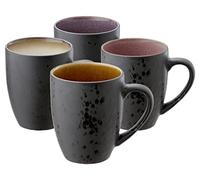 BITZ Coffee Mugs, Stoneware Mugs, Coffee Cups with Handles, Set of 4, Two-Tone, 30 cl