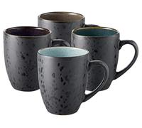 BITZ Coffee Mugs, Stoneware Mugs, Coffee Cups with Handles, Set of 4, Two-Tone, 30 cl