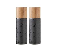 BITZ Salt and Pepper Mill, 2 Stoneware Spice Mills (Salt Mill + Pepper Mill), Set of 2, 16.7 cm High, Black