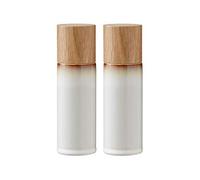 BITZ Salt and Pepper Mill Set of 2 6.5" Tall Stoneware Spice Mills (Salt Mill + Pepper Mill) - Cream