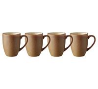 BITZ Set of 4 Stoneware Coffee Mugs with Handles, 30 cl, Wood/Sand