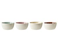 BITZ Stoneware Bowl Diameter 10 cm Set of 4 Cream White Multicoloured