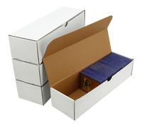 BIU-BOOM White Cardboard Storage Boxes for Trading Cards (4-Pack, 200 lb. Test Strength, Holds 800 Standard Cards Each)