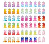 Biubee 60 Pcs Gummy Gradient DIY Bear Charms - 3D Cute Resin Bear Pendants in 15 Colours, Jewellery Making Accessories for Bracelet Necklace Phone Charm and DIY Crafts