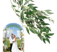 Biubee Artificial Willow Leaves Garland - 5 Packs Total 28 Ft Fake Greenery Hanging Vines for Home Wall Aesthetic, Wedding, Garden,Arch,Table Runner Decor