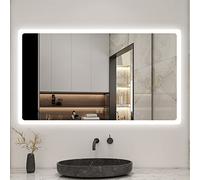 Biubiubath 1000x600mm Bluetooth LED Bathroom Mirror with Shaver Socket and 2 USB Ports Dimmable 3 Colour with Demister Pad Touch Sensor Wall Switch Control Lights Vertical Horizontal