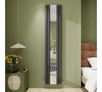 Biubiubath 1800x381mm Vertical Modern Mirror Radiator Anthracite Oval Column Designer Central Heating Radiator