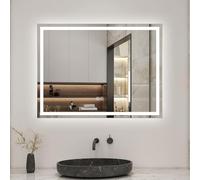 Biubiubath 600x800mm Bluetooth Bathroom LED Mirror with Shaver Socket and 2 USB Ports Dimmable 3 Colour with Demister Pad Touch Sensor Wall Switch Control Lights Vertical Horizontal