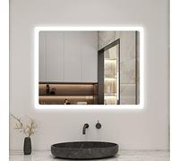 Biubiubath 600x800mm Bluetooth LED Bathroom Mirror with Shaver Socket and 2 USB Ports Dimmable 3 Colour with Demister Pad Touch Sensor Wall Switch Control Lights Vertical Horizontal