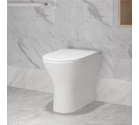 Biubiubath Back to Wall Round Toilet Ceramic Soft Close Seat Modern Bathroom BTW WC Pan