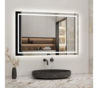 Biubiubath Bathroom LED Mirror 1000 x 800 with Sensor Demister Pad Wall Mounted Energy-Saving Cool White Lights LED Bathroom Mirror IP44 Rated