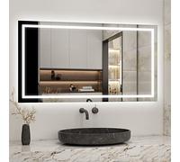 Biubiubath Bathroom LED Mirror 1500 x 700 with Sensor Demister Pad Wall Mounted Energy-Saving Cool White Lights LED Bathroom Mirror IP44 Rated