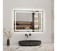 Biubiubath Bathroom LED Mirror 800 x 600mm Dimmable 3 LED Colour with Demister Pad, Sensor Switch or Wall Switch Control IP44 Rated