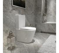 Biubiubath Bathroom Rimless Close Coupled Toilet Soft Close Seat WC White Ceramic Pan White WC Cloakroom Pan