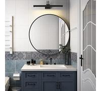 Biubiubath Black Round Bathroom Mirror 700mm Large Circle Mirror Wall Vanity Mirror Hanging Makeup Mirror Decoration for Bathroom Bedroom Living Room Entrance Dressing Room