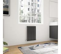 Biubiubath | Flat Panel Radiator 600x408mm Black Horizontal Single Column Radiator Modern Central Heating Radiators Designer Radiators