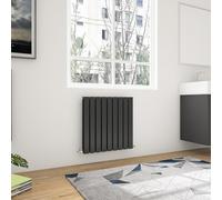 Biubiubath | Flat Panel Radiator 600x612mm Black Horizontal Double Column Radiator Modern Central Heating Radiators Designer Radiators