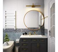 Biubiubath Gold Round Bathroom Mirror 400mm Large Circle Mirror Wall Vanity Mirror Hanging Makeup Mirror Decoration for Bathroom Bedroom Living Room Entrance Dressing Room