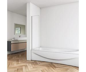 Biubiubath Modern Bathroom Reversible Fixed Over Shower Screen Panel Chrome 250X1400mm