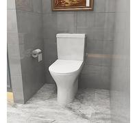 Biubiubath Round Toilet Close Coupled Soft Close Seat Cistern Modern Bathroom WC Pan