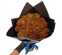 BIUBIULOVE Glitter Everlasting Rose Bouquet - Artificial Flowers, DIY Shiny Fake Roses, Love Gift for Valentine's Day (Gold, 99 Pcs)