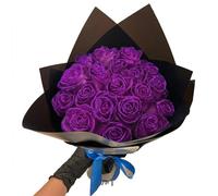 BIUBIULOVE Glitter Rose Bouquet, DIY Shiny Fake Rose Bouquet Love Gift for Valentine's Day (Purple, 24 Pcs)